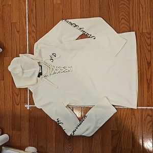 Waffle fabric hoodie long sleeve shirt
